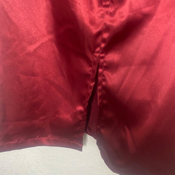 Agogo Threads Babydoll Maxi Halter Dress Womens L Red Satin Feel Sleeveless Open - Picture 6 of 13